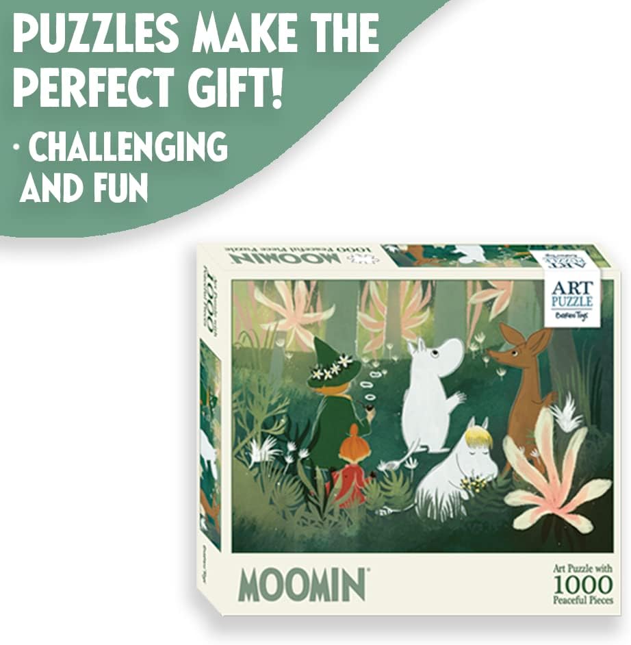 Barbo Toys - Moomin - Green Puzzle - Moomin Puzzle - Puzzle 1000 Pieces - Adult Puzzle - Puzzle for Adults with Illustrations of The Moomin Valley - Colorful Images of The Moomin Troll - 70 x 50 cm
