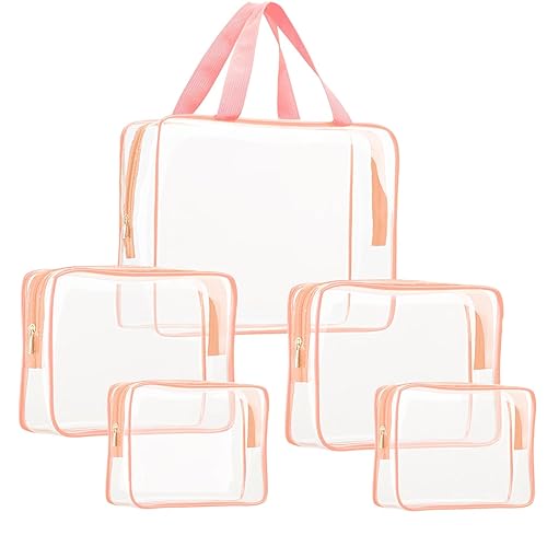Miniatura 109 de Kit de aseo de viaje de viaje para hombres y mujeres, 3 piezas de PVC transparente, impermeable, organizador de embalaje de vinilo, bolsa con cierre