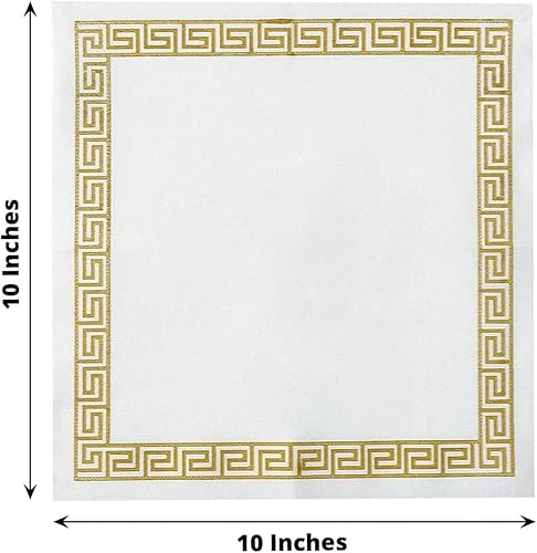 Miniatura 3 de Efavormart - Paquete de 20 servilletas de papel Airlaid de 10 x 10 pulgadas, servilletas de papel blanco suave al tacto con diseño de llave griega