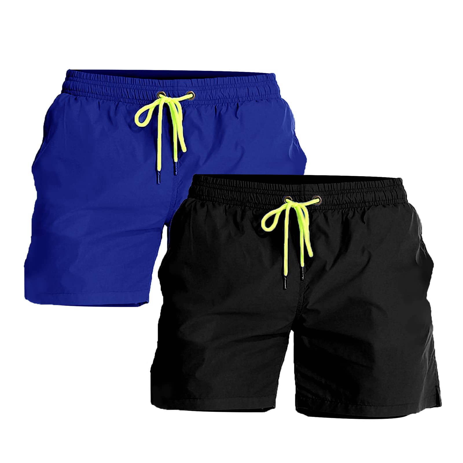 YnimioAOX 2 Pack Men's Swim Trunks Quick Dry Beach Shorts with Mesh Lining