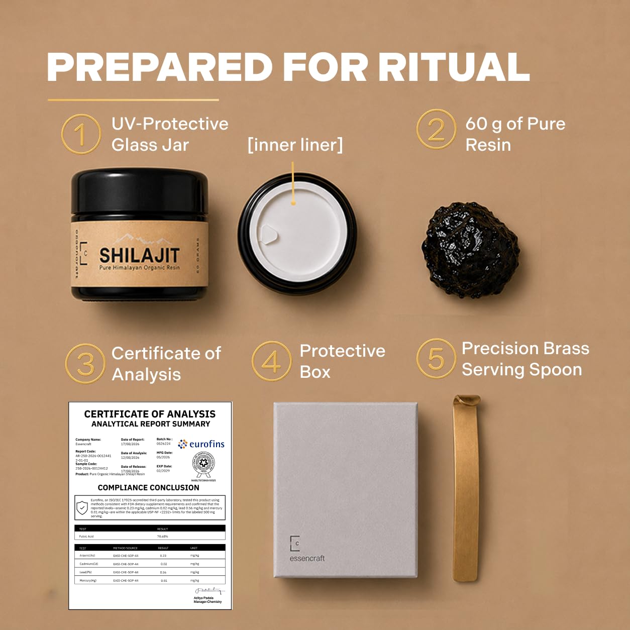 Organic Himalayan Shilajit Resin - 500mg Max Potency, Lab Tested Pure Shilajit for Men and Women, 85+ Trace Minerals Fulvic Acid, Immune Support, Energy & Cognitive Performance, 4 Month Supply, 60g — Amazon image 9