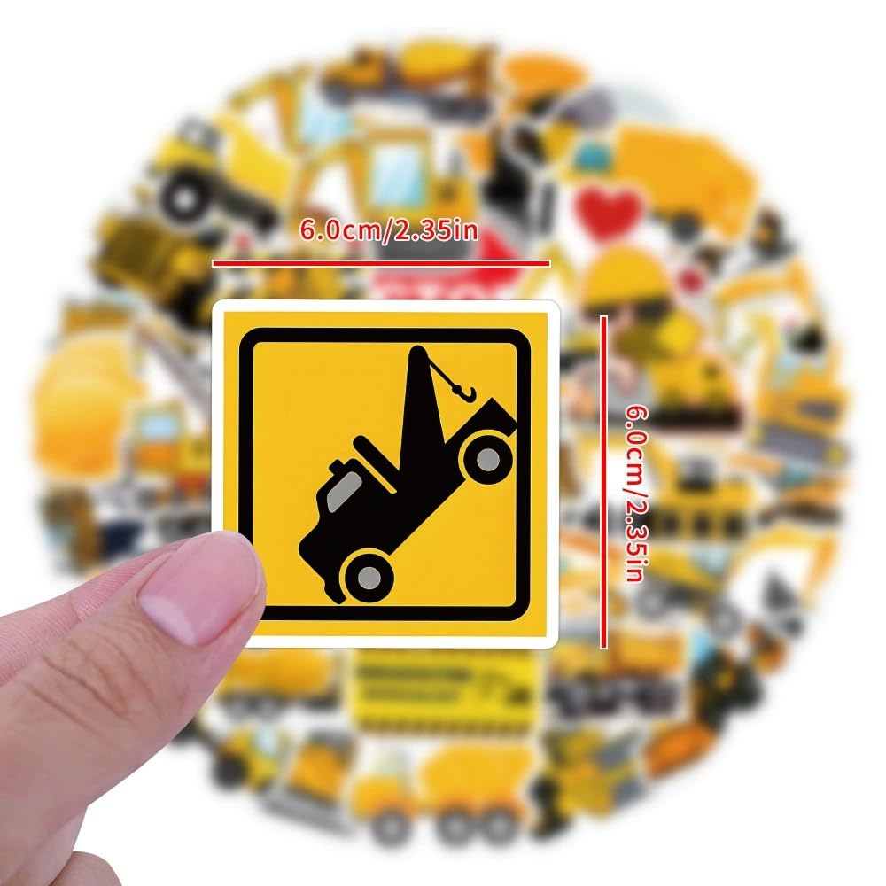 50Pcs Construction Vehicle Stickers Laptop Car Scrapbook Phone Skateboard Suitcase Luggage Bike Engineering Vehicles Vinyl Waterproof Aesthetic Personalised Stickers for Teens Boys Girls Adults - Image 4