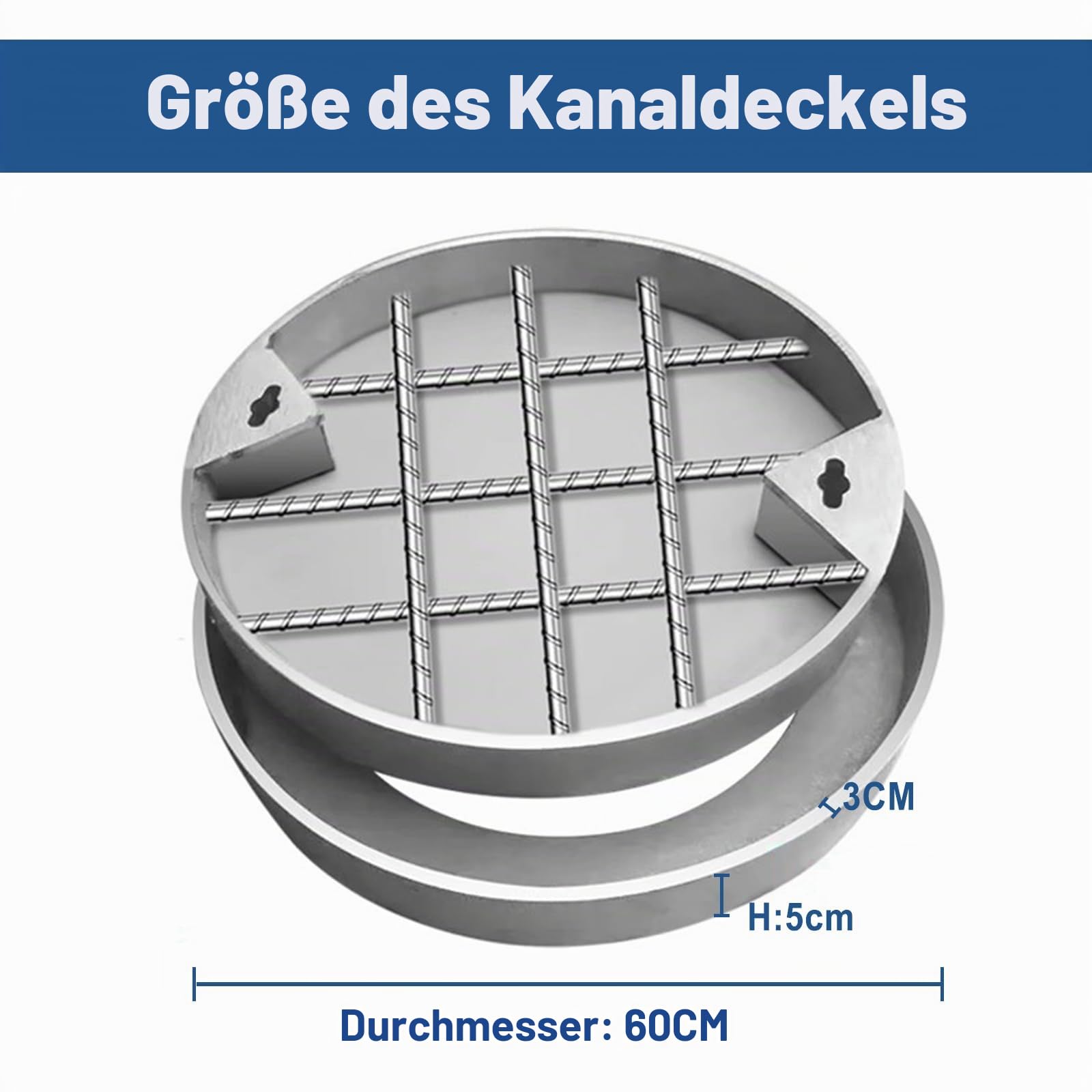 Schachtabdeckung, 304 Edelstahl Rund Schachtdeckel, Diameter 60cm