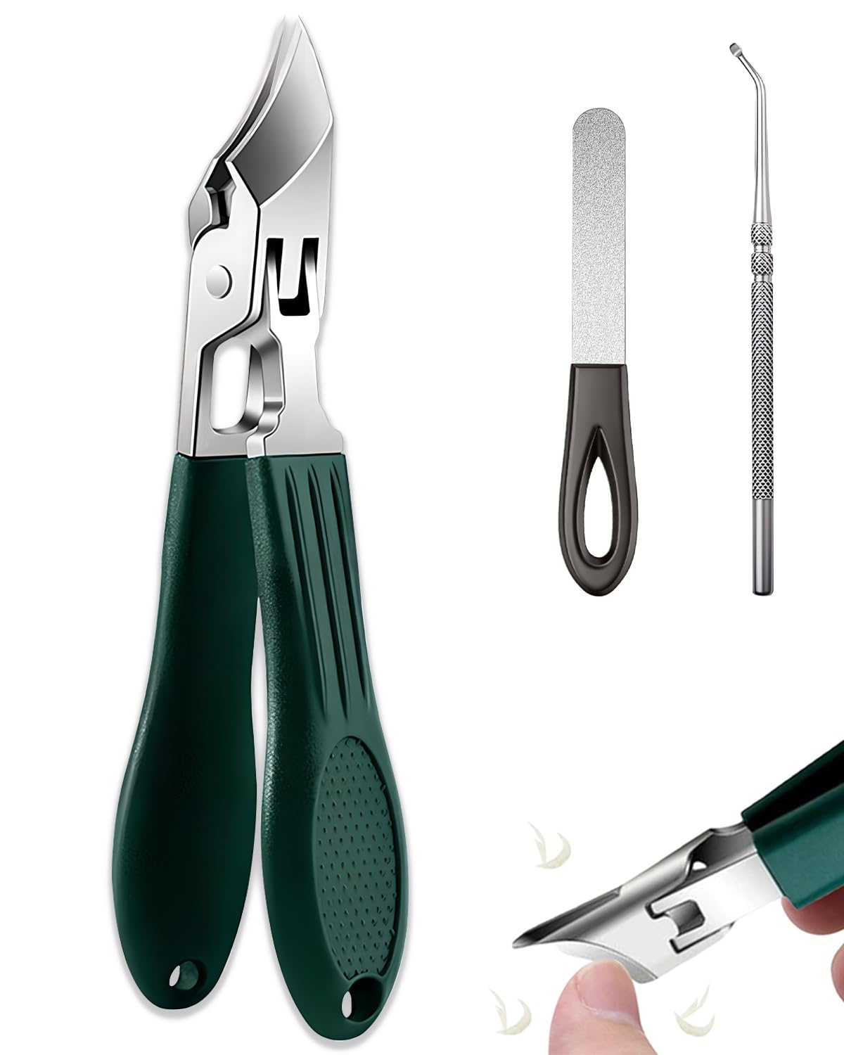 Ingrown Nail Clipper Set,Toenail Clippers for Thick Toenail for Ingrown Toenail Removal Correction Clippers(Green)