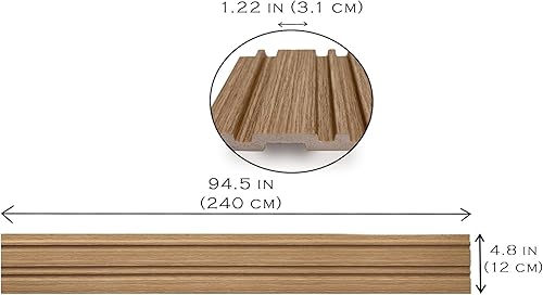 Miniatura 3 de Concord - Paneles de pared 3D, panel de pared de madera sintética, roble natural, panel de listones impermeables, 94.5 x 4.8 pulgadas cada uno, 18.9