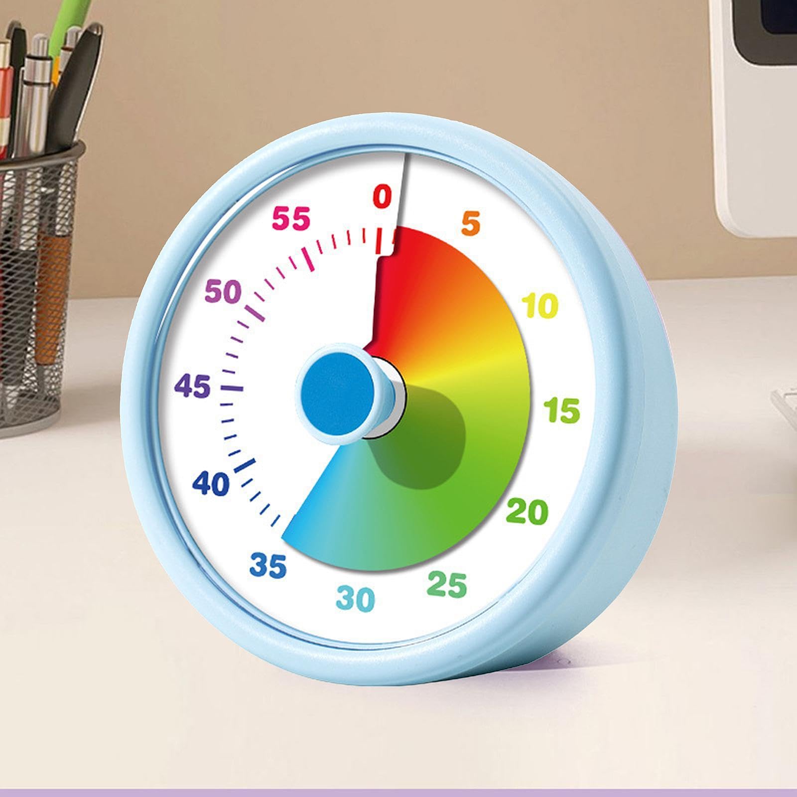 Gralara Visueller Timer Als 60 Minuten Uhr Und Zeitmanagement Werkzeug Küchenuhr Und Lernuhr mit Benutzerfreundlicher Bedienung für Die Arbeit Im B, Blau