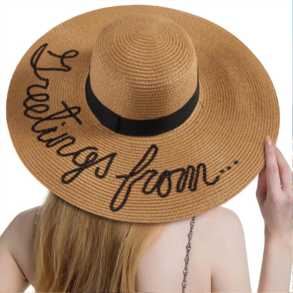 HDLOVE Sombreros De Playa Personalizados For Dama De Honor, Nombre Personalizado, Sombrero De Sol Mujer, Paja Plegable De ala Ancha, Sombrero De Verano For Piscina Al Aire Libre, Viajes, Playa