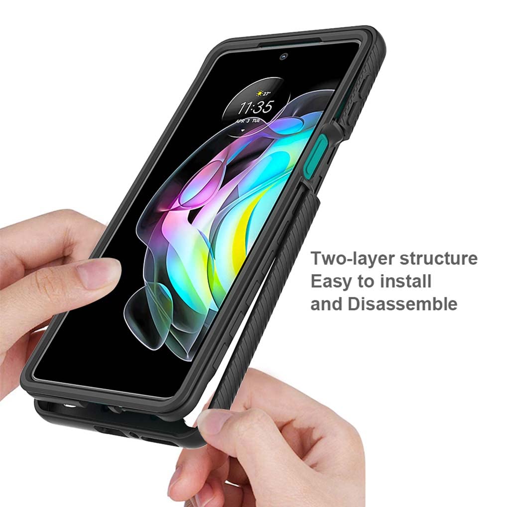 for Motorola Edge 2025 Case, [Military Grade Drop Tested] with Screen Protector, Dual Layer Protective Heavy Duty Cell Phone Cover Non-Slip Shockproof Case for Moto Edge 2025 (Black