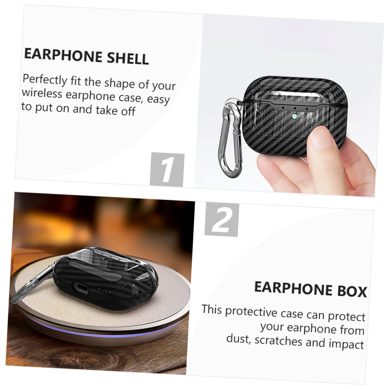 OSALADI 5piezas Funda Protectora De Patrón De Fibra De Carbono para Estuche De Auriculares Pro Compatible Resistente Caídas y Arañazos Diseño Elegante y Moderno