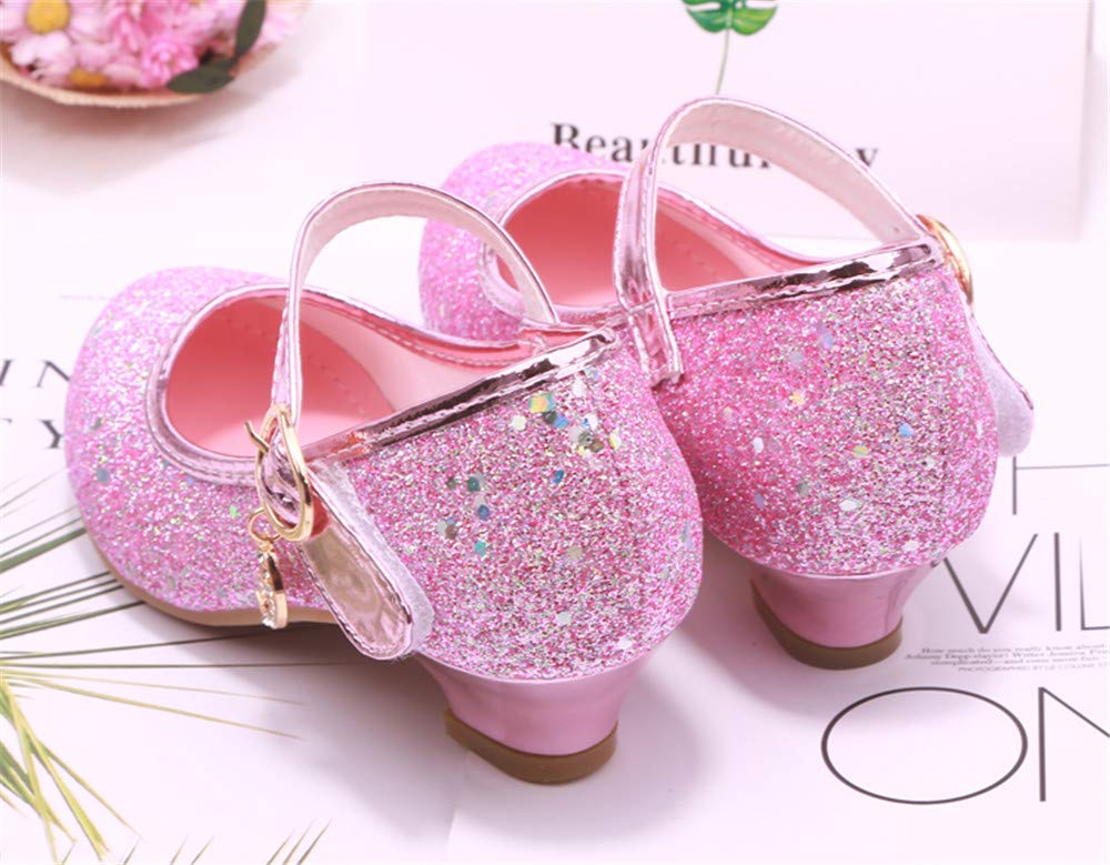 Mädchen Schuhe Prinzessin Festliche Schuhe Niedriger Absatz Glitzer Schuhe Kinder Hochzeit Schuhe zum Abendkleid Fasching Halloween Karneval Tanzball Party Lila Pink Silber Blau Gr 27-38