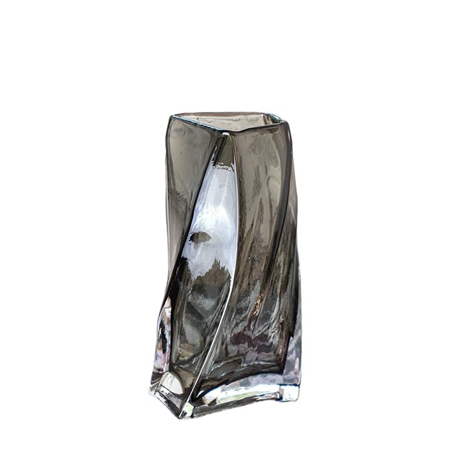 Geometric Vase Creative Geometric Glass Vase Living Room Water Planting Flower Arrangement, Table Decoration Ornaments(Small GREY)