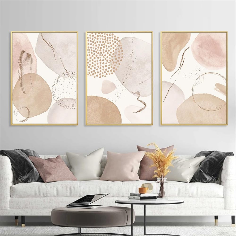 Wuhbcz Beige Art Pictures-Boho Geometric Abstract Posters Canvas Painting Wall Art Print Pictures Artwork For Bedroom Living Room Home Decoration Artwork-40 * 60Cm/3Pcs (No Frame)