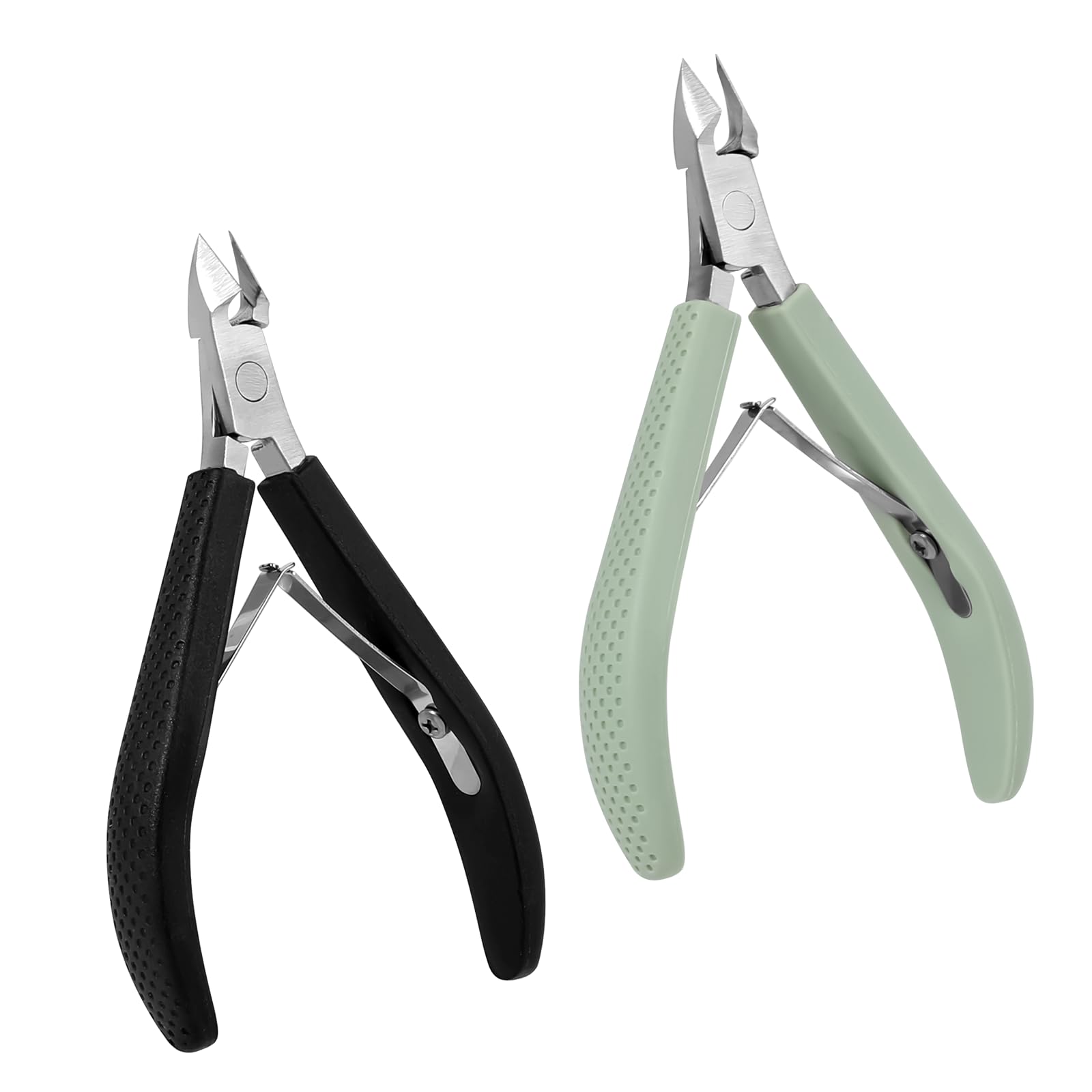 salbseverCuticle Nippers 2 Pieces Precision Cuticle Nippers Cuticle Scissors Cuticle Remover Professional 5 mm Cuticle Cutter with Rubber Handle Manicure Tool