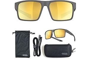 QOOL TIMES Rectangle Gold Lens Sunglasses for Men