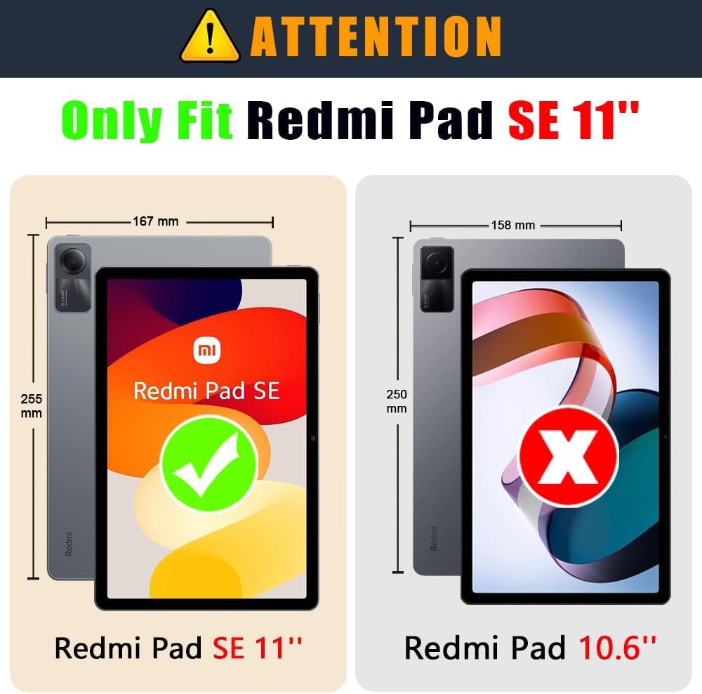 Étui de protection, à rabat, en cuir PU, ultra fin, pour tablette Redmi Pad SE 2023, avec stylet (bleu)