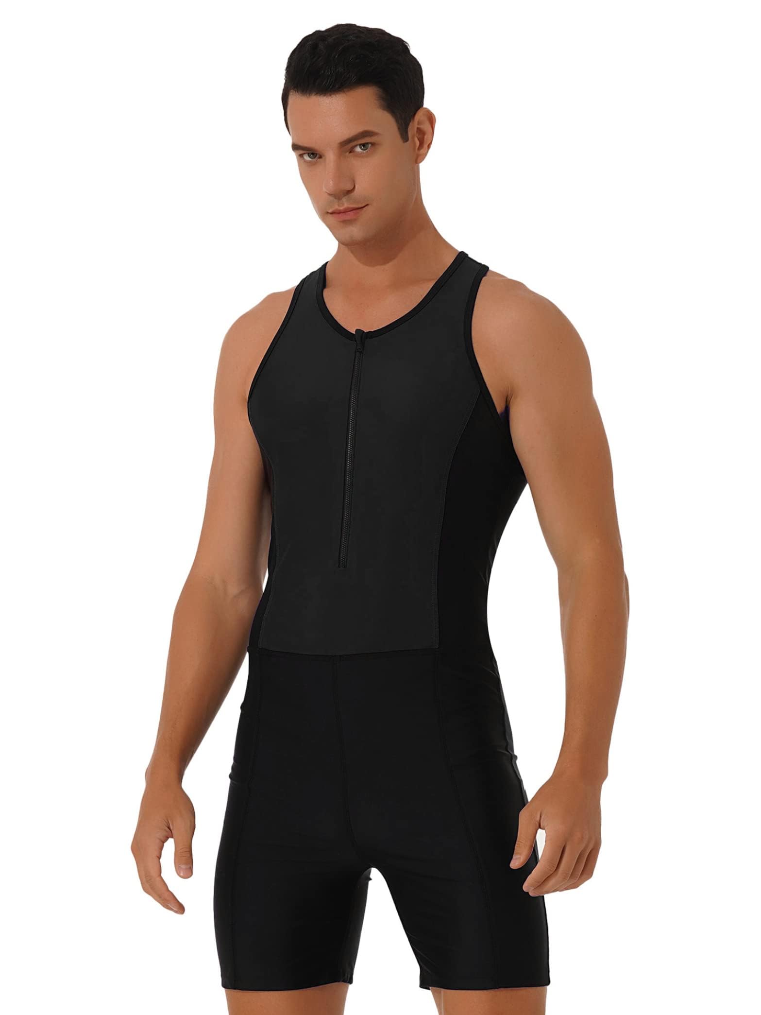 Traje de neopreno corto para hombre, sin mangas, con cremallera frontal, para buceo, surf, canoa, pesca submarina, esnórquel