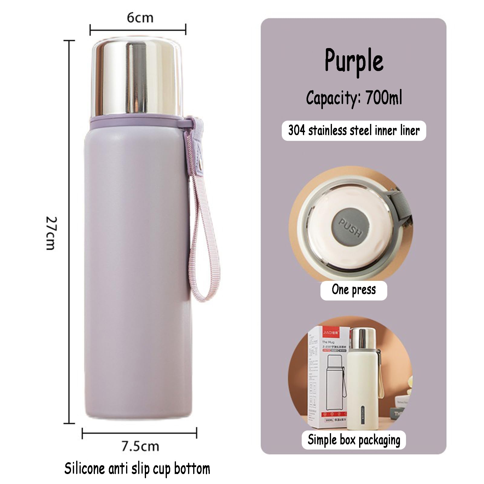 Taza de café térmica de acero inoxidable de 500 ml con tapa a prueba de fugas, sin BPA, reutilizable, taza de viaje para coche, picnic, oficina y escuela