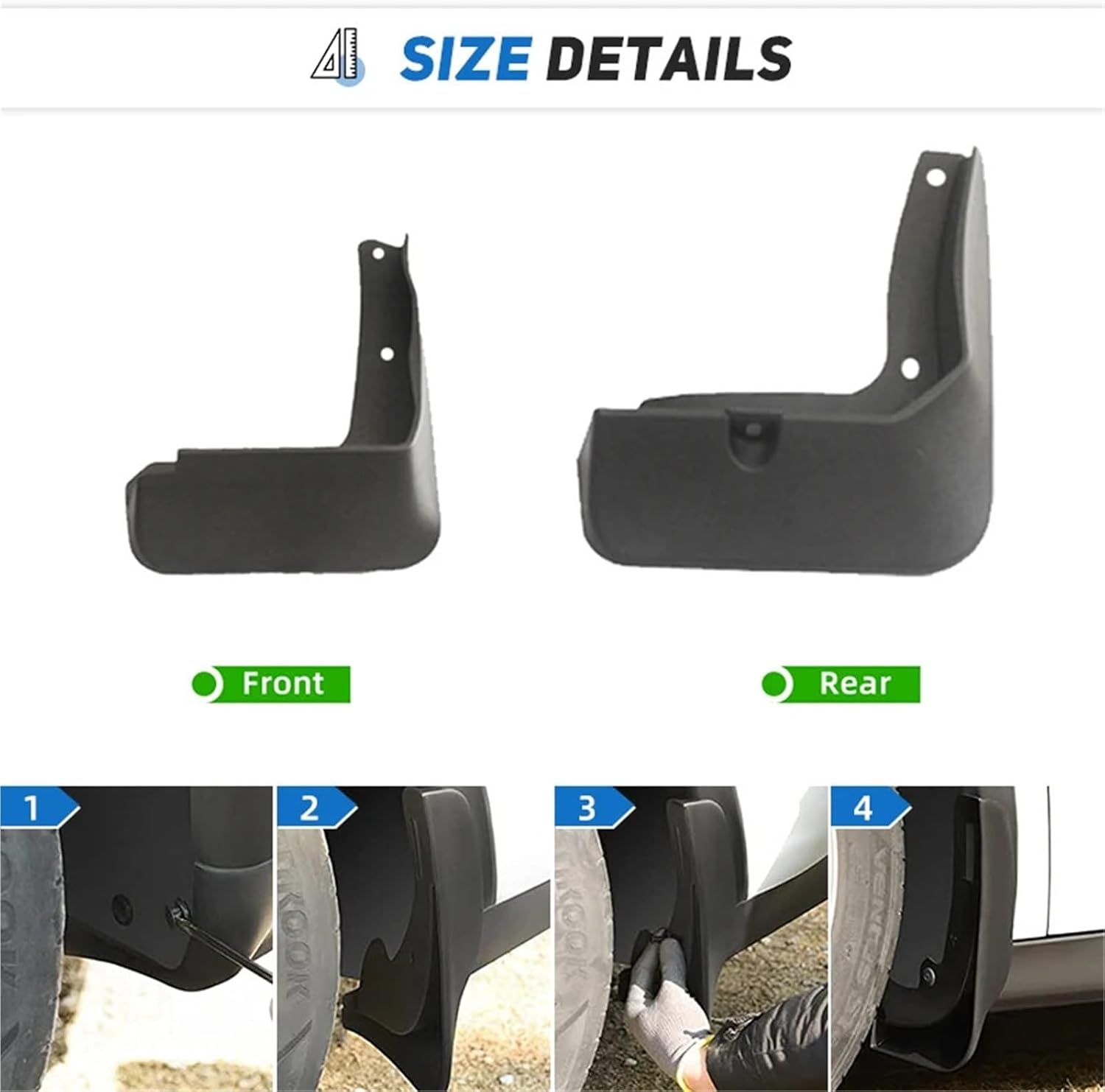 Car Mudflap Fender Compatible with Hyundai Sonata 2018-2019 Over Fender Mud Flaps Guard Splash Flap Mudguard Accessories