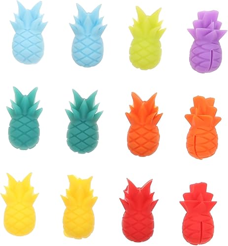 Operitacx 12 marcadores reconocedores de vasos para bebidas, vasos de Martini, marcadores de copa de silicona, marcadores de copa de ventosa,