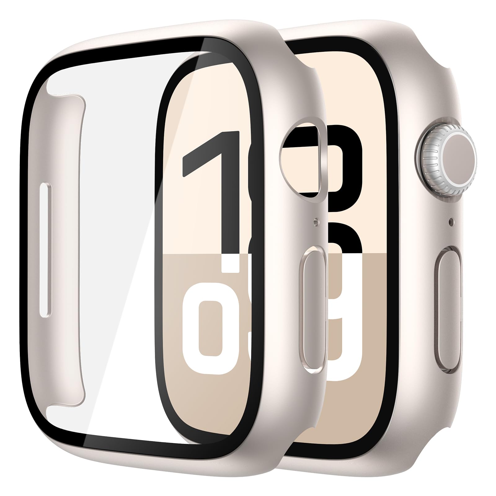 Misxi Case with Screen Protector for 42mm Apple Watch Series 11/10 | 2-Pack Cover with Tempered Glass for 11/10, Scratch Resistant Sensitive Touch Protection, Starlight Starlight(2-Pack) 42mm (Series 11/10)