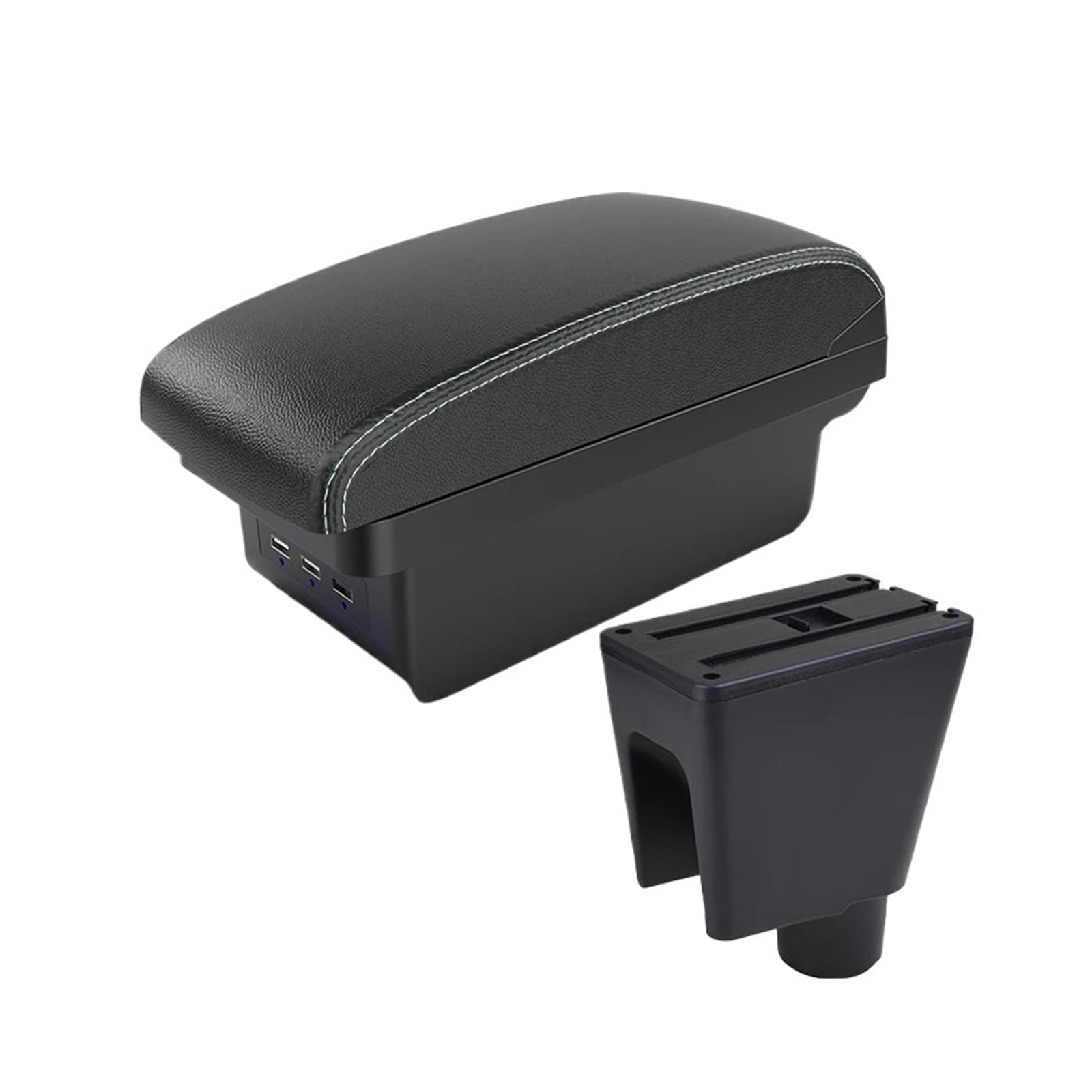 Ggwqoops Car Armrests For Chevrolet For Spark III For Aveo For T200 Armrest Box Car Storage Accessories Interior Details Armrest Box(B3 Black white 3 USB)