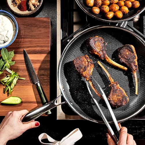 HexClad Hybrid Nonstick 12-Inch Frying Pan, Stay-Cool Handle, Dishwasher-Friendly, Oven-Safe Up to 900°F, Induction Ready, Compatible with All Cooktops - Image 3