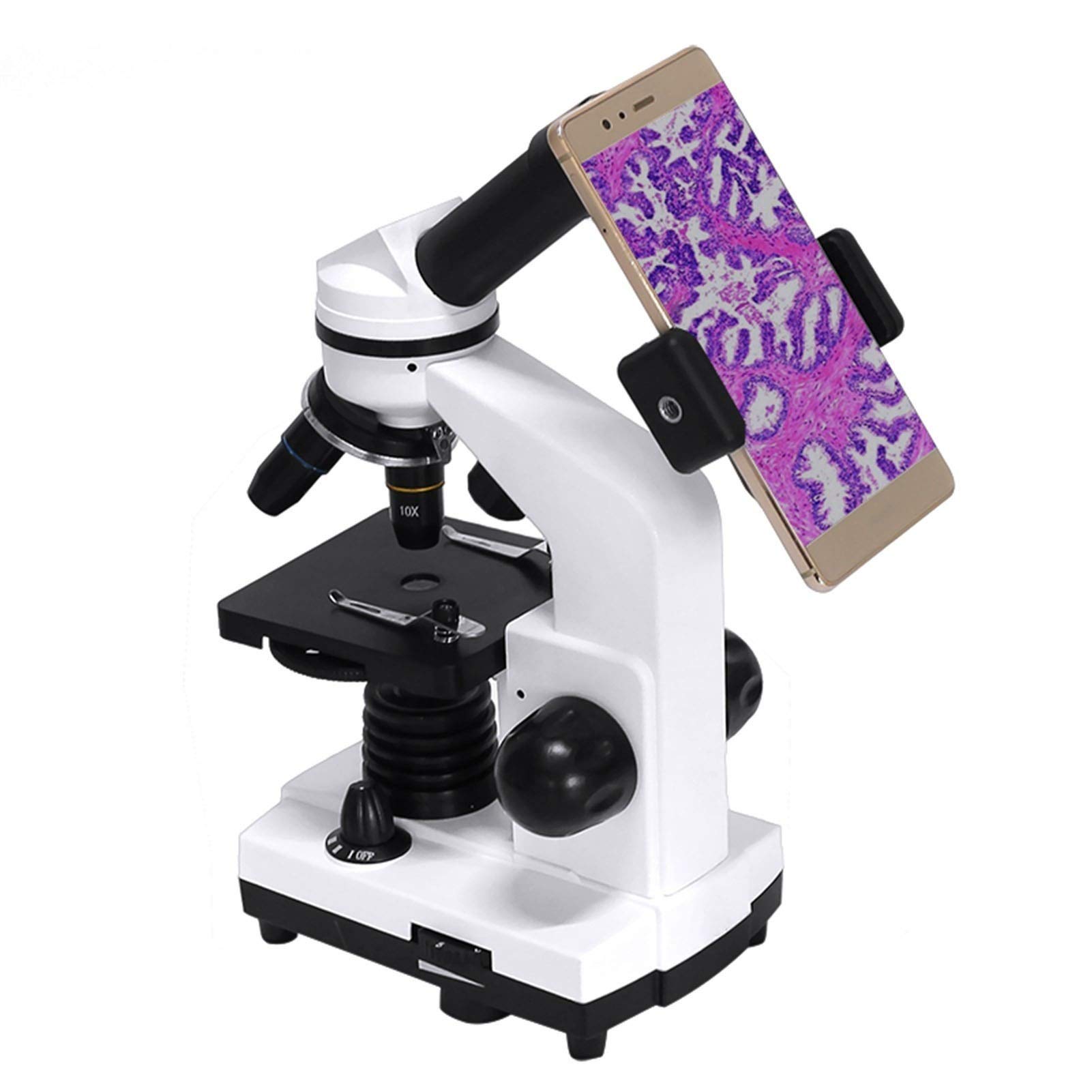 Microscopio, Microscopio biológico, 40x-1600x Compuesto LED monocular Estudiante Biológico Exploración Smartphone Adaptador