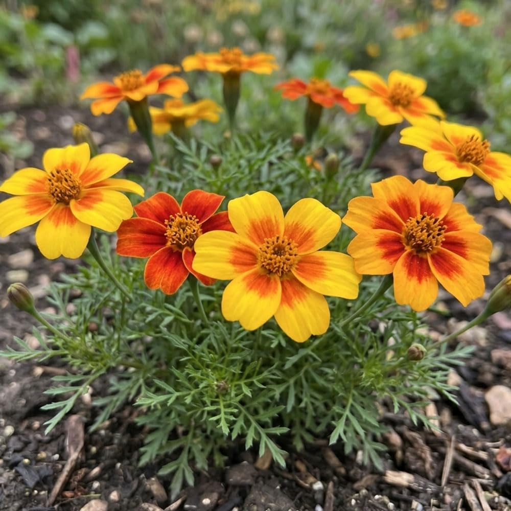 Tagetes Starfire Seeds – French Marigold Flower Mix – Vibrant Red & Yellow Bicolour Blooms – Ideal for Borders, Bedding & Pots – Long Summer Flowering