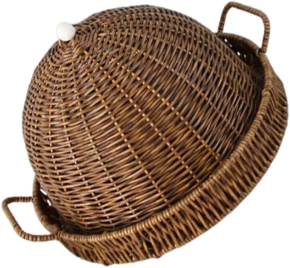 Imitation Rattan Basket with Lid Elegant Handwoven Decorative Snack Fruit and Bread Holder for Kitchen and Home Organization Dustproof and Versatile Storage