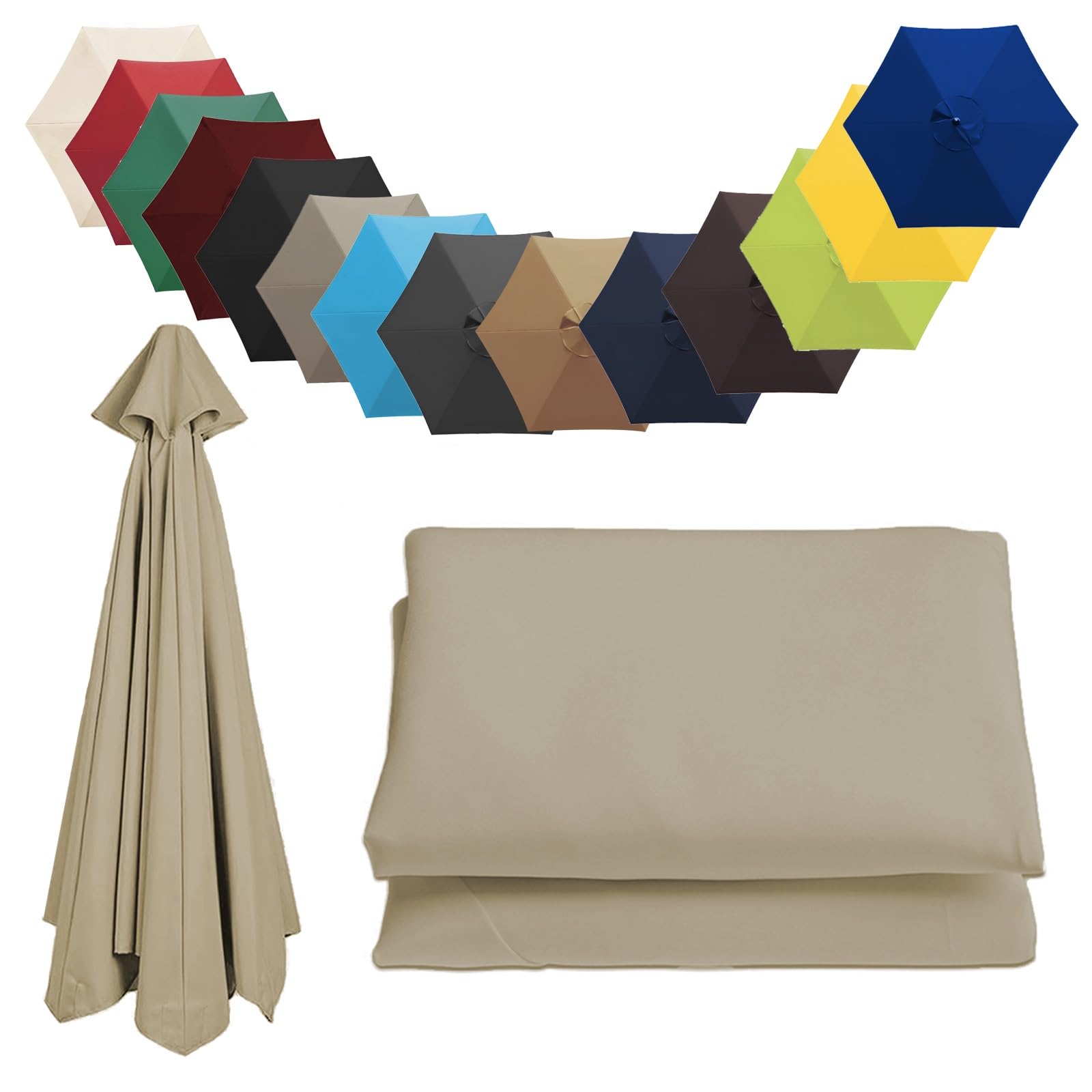 Replacement Parasol Canopy Sun Umbrella Replacement Cloth Replacement Parasol Fabric Cover For Garden Umbrella 2.0 m 2.7 m 3.0 m + 6 Arms/8 Arms(Color:Top Color,Size:6 ribs-3.0 m(9.8ft))