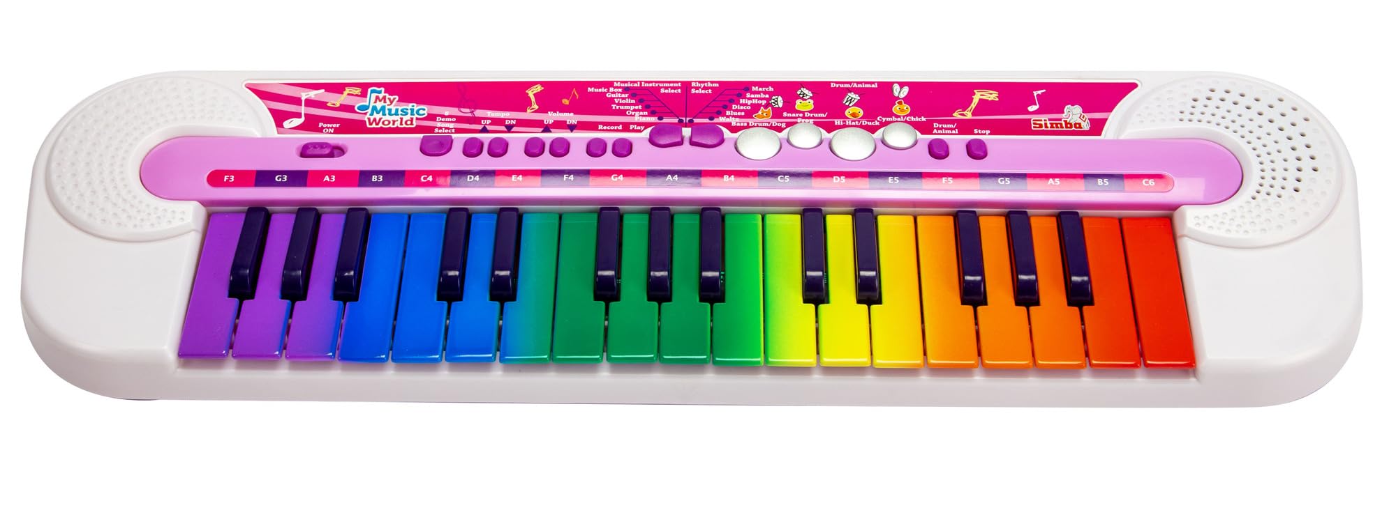 Simba My Music World Girls Keyboard, 32 Tasten, 8 Demos, 6 Rhythmen, 45x13cm, Musikinstrument für Kinder, ab 3 Jahren