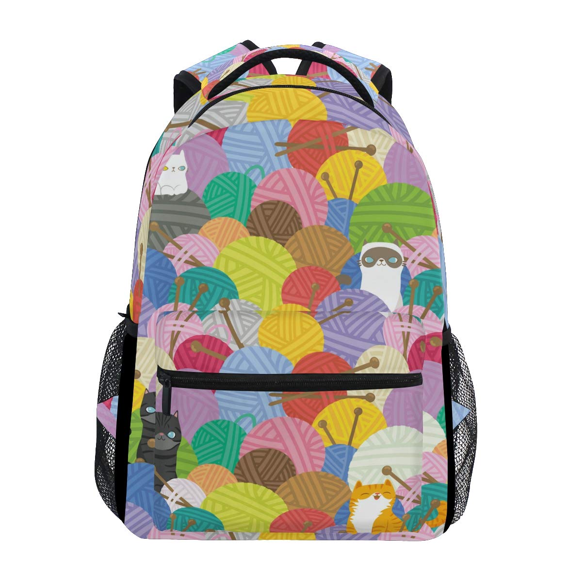 hengpai Cats In Yarn Balls And Knitting Backpacks College School Book Bag Travel Hiking Camping Daypack