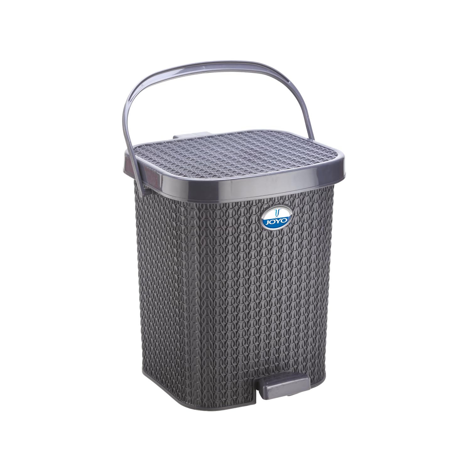 Joyo Knit Plastic Pedal Dustbin Trash Can Garbage Waste Bin with Lid for Home Kitchen Office Bathroom & Washroom – 10 Liters (Grey)-image-10
