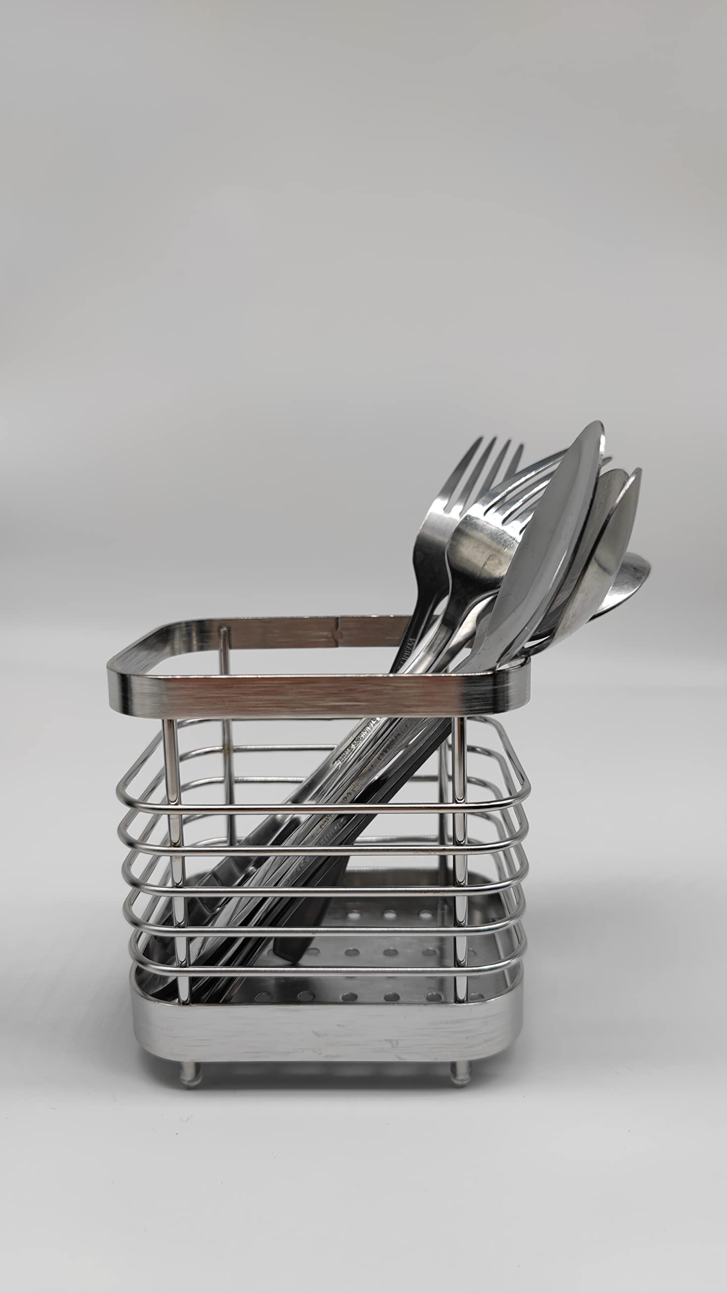 Utensil Holder, Stainless Steel Cutlery Drainer Sink Caddy, Rust Proof Sink Tidy Kitchen Sink Organiser, Cutlery Organiser for Kitchen Utensil (Silver)