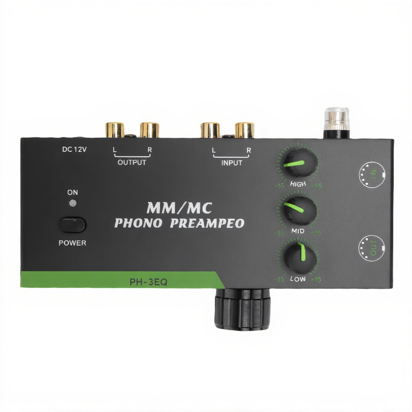 ASHATA PHONO Preamp, Supporta L'uscita da 3,5 MM e L'ingresso/output XLR US Standard, per il Giradischi a Cartuccia MM e MC/Player/Stoper Active. (Spina europea)