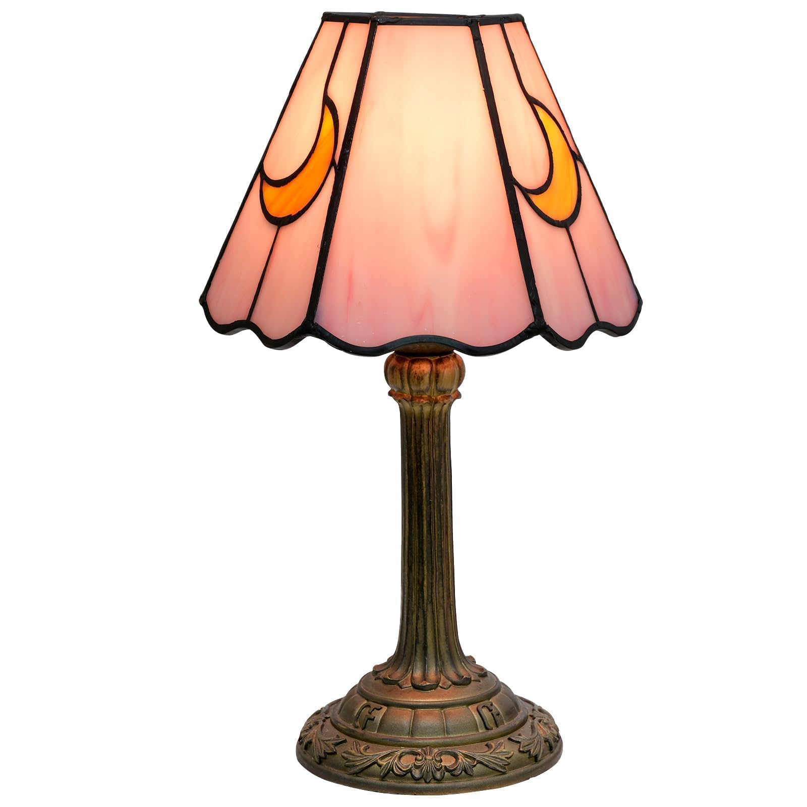 wecrejoni Tiffany Lamp Stained Glass lamp Small Bedside Table Lamps for Living Room Bedroom Dorm Kitchen Home Decor Festival Birthday Gift,Pink Moon — image 1