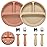 Eascrozn Silicone Baby Feeding Set, 2 Pack Divided Suction Plates for Baby, 2 Pack Spoons and Forks Set Baby Eating Essentials, Feeding Supplies for Toddler Utensils, BPA Free