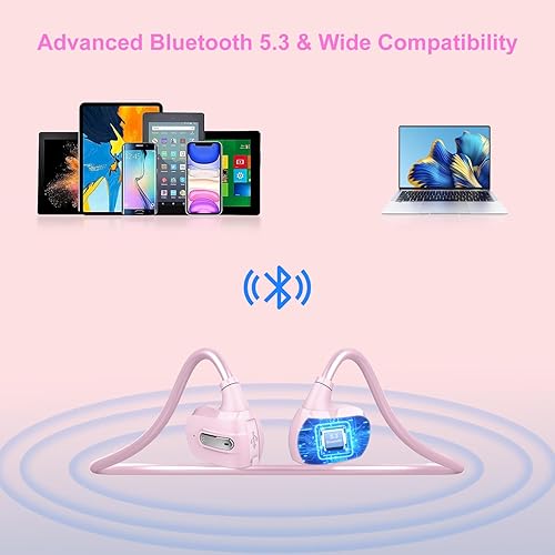 Miniatura 5 de Friencity Auriculares Bluetooth 5.3 para niños con micrófono, auriculares inalámbricos de oído abierto más seguros, 0.46 oz ultraligeros y cómodos