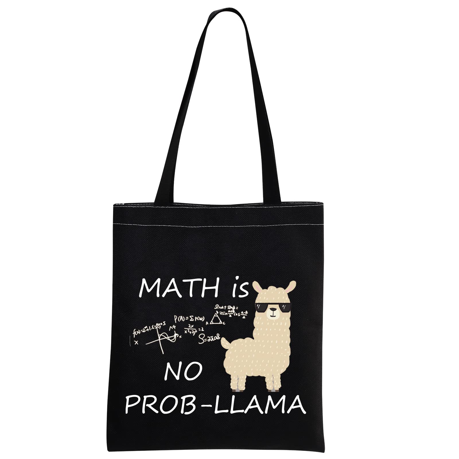 MBMSO Math Teacher Tote Bag Math is no Prob Llama Tote Bag Funny Llama Gifts for Math Lover Llama Lover Mathematician Gifts