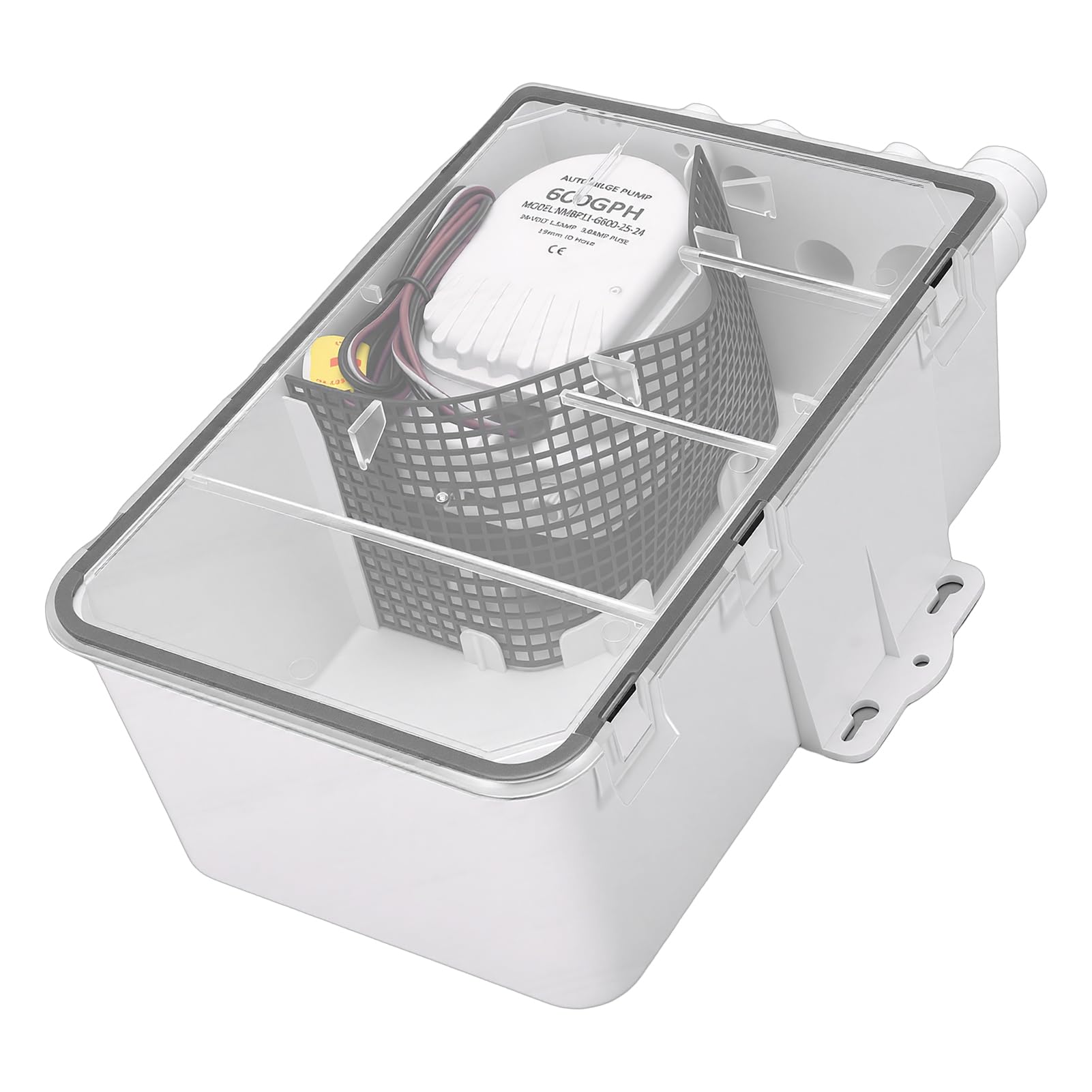 Skrzynka Pompy do Miski Prysznicowej, Elektryczna Pompa Wodna 24 V DC, drenaż 600 GPH do Kabiny łodzi, z funkcją Automatycznego Odprowadzania Wody, Instalacji Hydraulicznej