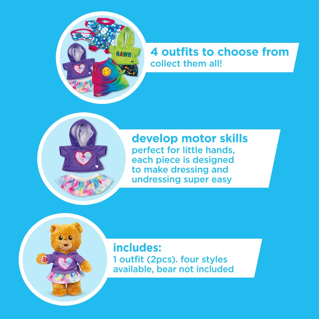 Casdon MINI Build-A-Bear Purple Heart Toy Clothes Pack. 4 Mix-and-Match Toy Outfits Includes Pyjamas, Cute Hoodies, Summer Styles - Image 4