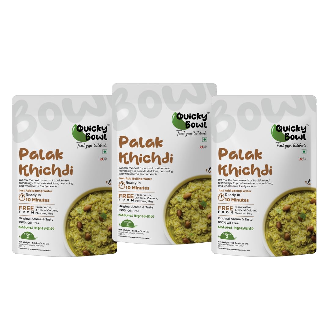Quicky Bowl Palak Khichdi|Blend Of Spinach,Rice&Lentil| Ready To Eat|Instant Food|Indian Khichdi|(Pack Of 3) (B0C1S76BCQ) Amazon Price History, Amazon Price Tracker