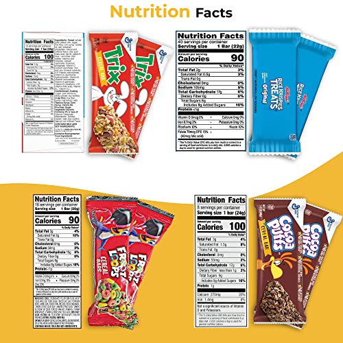 Cereal Bars Variety Pack Breakfast Food Snack Box 30 Individually Wrapped Granola Bars Lucky Charms, Cinnamon Toast Crunch, Cap'n Crunch, Golden Grahams, Cocoa, Peanut Butter Puffs And Reusable Bag #TOP5