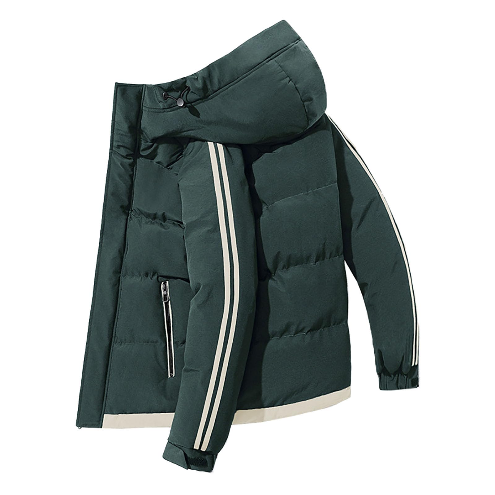 SRZYMJ Grün Winterjacke Herren Daunenjacke mit Kapuze Warm Jacke Leichte Steppjacke Winter Jacken Bequeme Kapuzenjacke Puffer Jacket Basic Übergangsjacke Outdoor Softshelljacke Kleidung Mantel