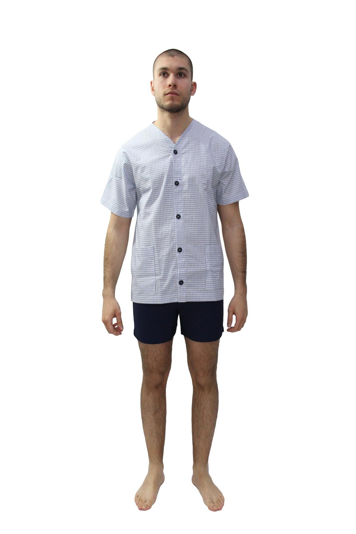 Ferrucci Pigiama Uomo Estivo in Puro Cotone di Batista Aperto. Prodotto 100% Made in Italy