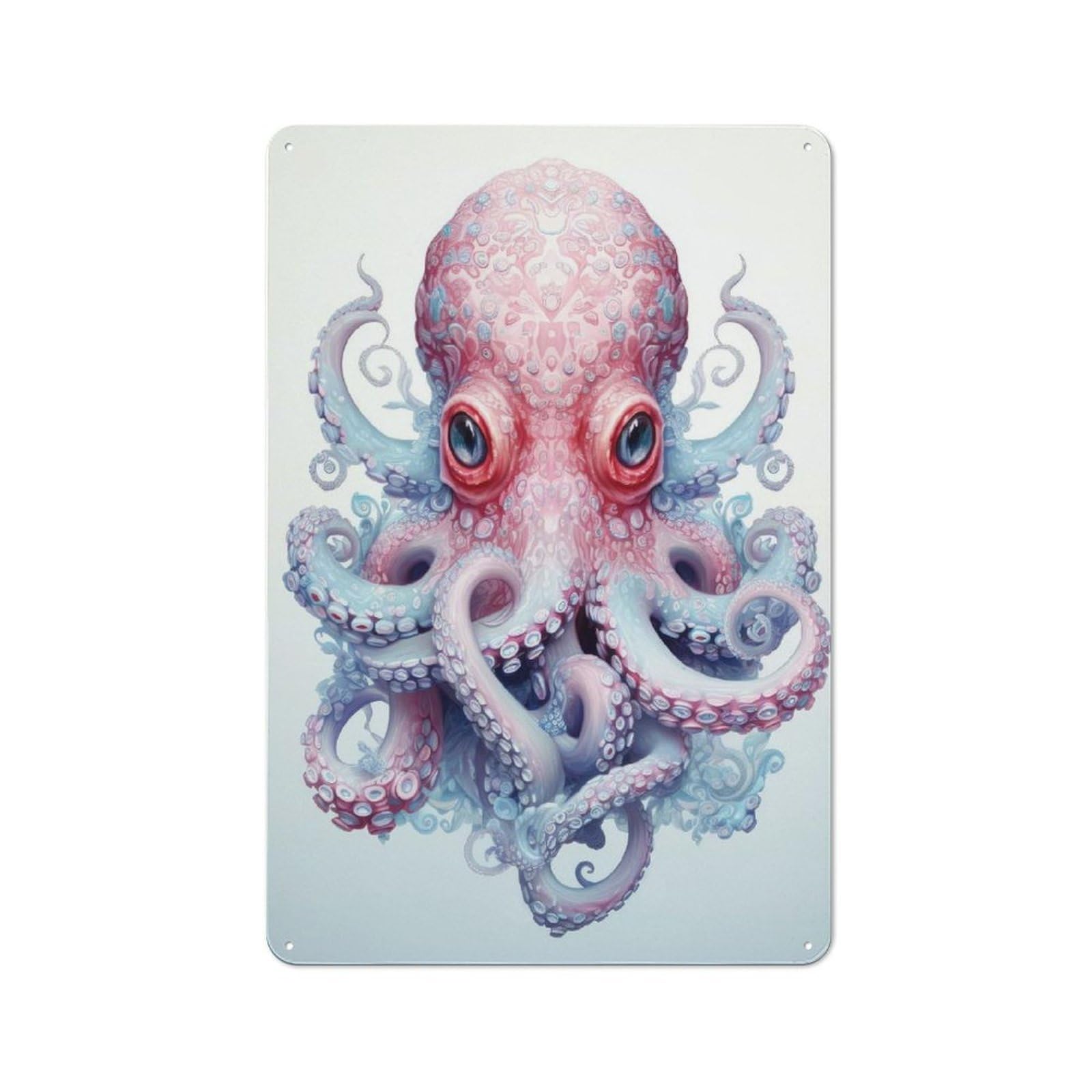 Junmoney Majestic Octopus Tin Wall Plaque 30X20cm With For Kitchen Or Home Bar, A Christmas Gift For People Styling Kitchen And Home Bar