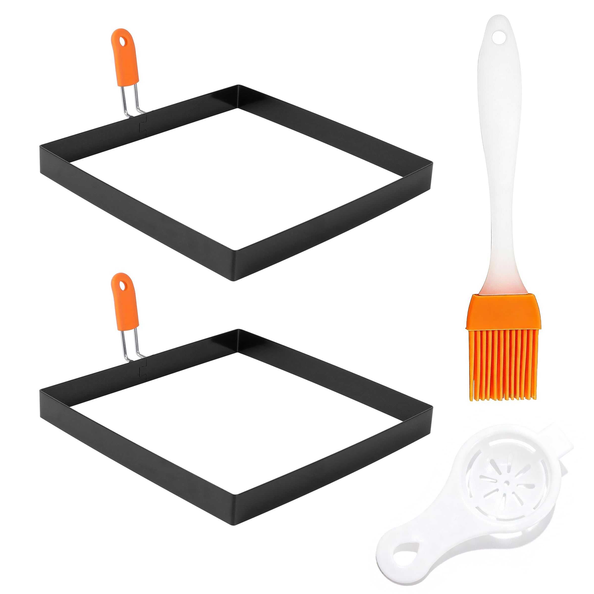 2Pcs Square Stainless Steel Fried Egg Rings, 10 * 10cm Bread Mold