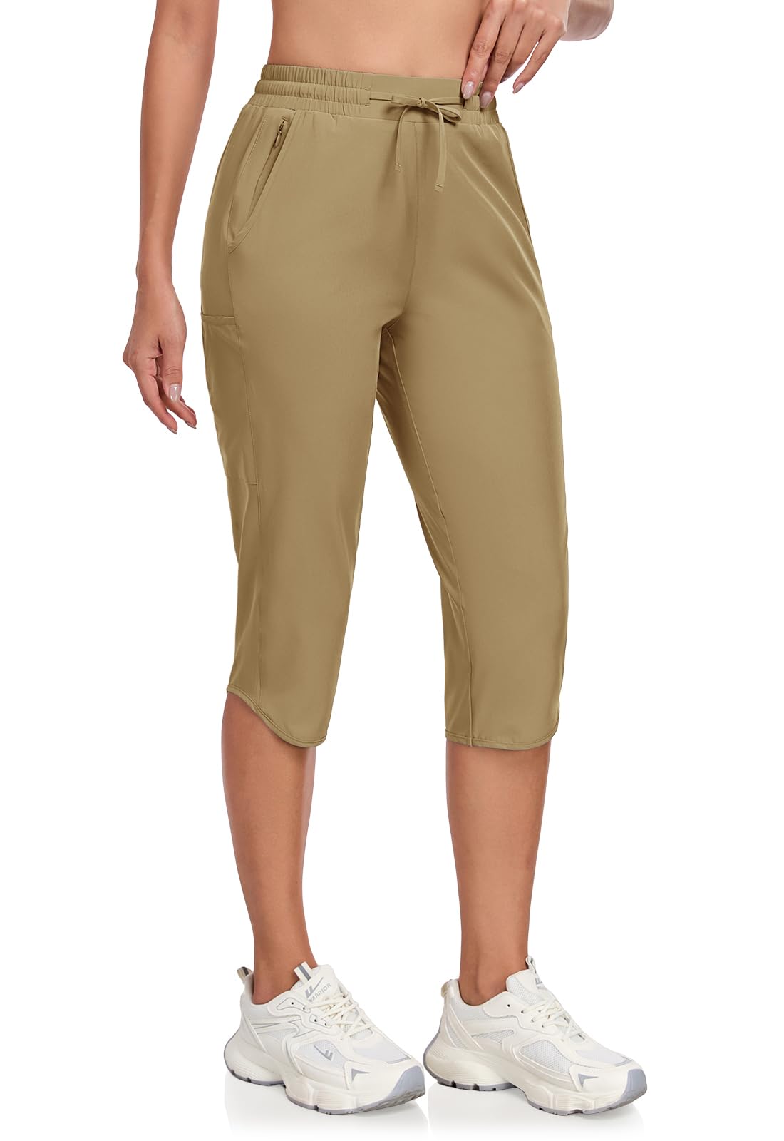 GymBrave Pantaloni Trekking Donna Leggeri Cargo 3/4 Capri Estivi Asciugatura Rapida con Tasche Zip Outdoor Tempo Libero e Viaggi