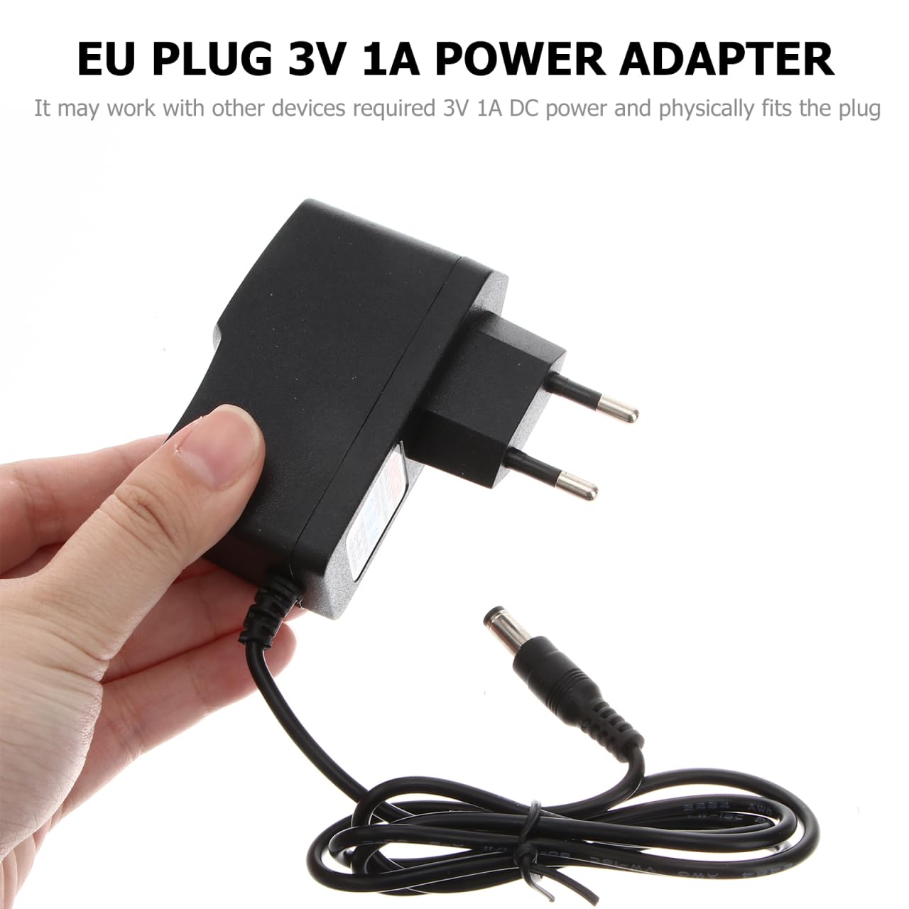 Gadpiparty Zasilacz sieciowy 3 V 1 A, DC 5,5 x 2,1 mm, zasilacz sieciowy z wtyczką EU, AC 100-240 V na DC 3 V 3 W adapter ładowarka, zasilacz zastępczy do małych urządzeń elektronicznych, dekoracji