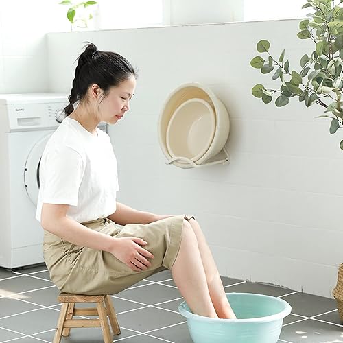 Miniatura 6 de Peohud Paquete de 8 lavabos de plástico, 5 cuartos de galón, redondos, apilables, para cocina, campamento, limpieza facial, 12 pulgadas, para